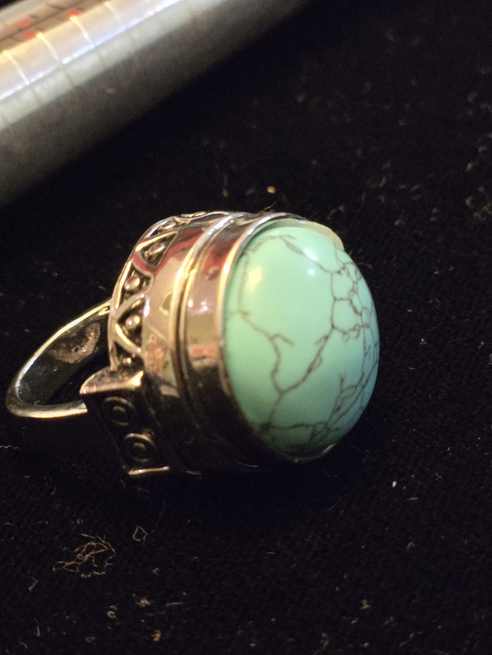 Silver Ring with Turquoise Stone - Women's Fashion Jewelry